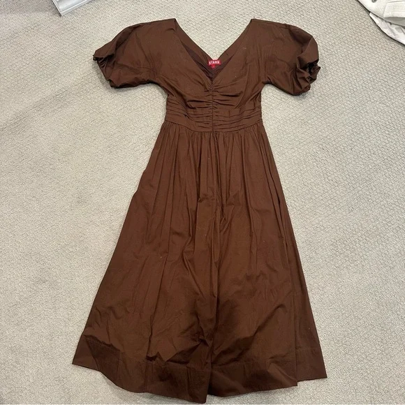 Staud Greta Puff Sleeve Midi Dress - Picture 2 of 4